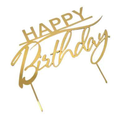 Топер золотий з полістиролу "Happy Birthday" на шпажці