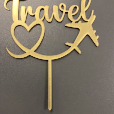 Топер золотий з полістиролу "Travel" на шпажці