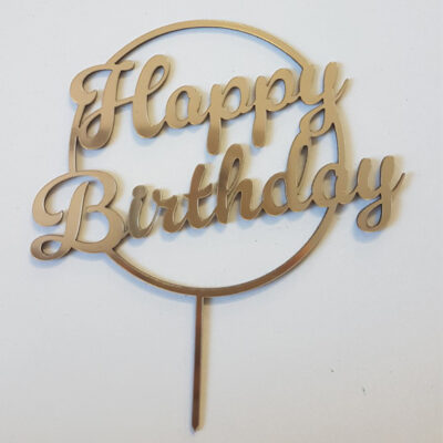 Топер золотий з полістиролу "Happy Birthday №4" на шпажці