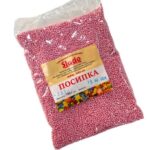 Посипка кругла металізована рожева 100г.