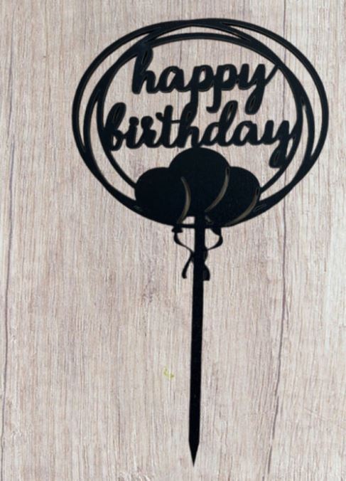 Топер чорний ХДФ №18 “Happy Birthday”